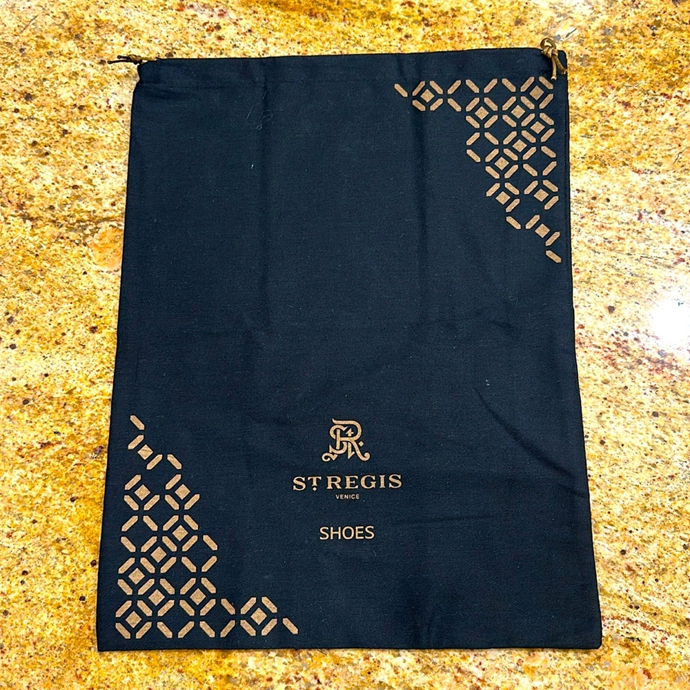 NEW👠ST REGIS VENICE BLACK & GOLD COTTON SHOE BAG FOR TRAVEL AND STORAGE